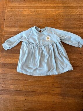 Little Co Light Blue Long Sleeve Dress with Daisy 6 month